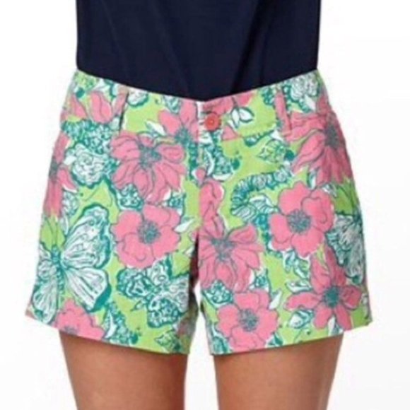 LillyPulitzer Callahan Shorts Pink Green Butterfly